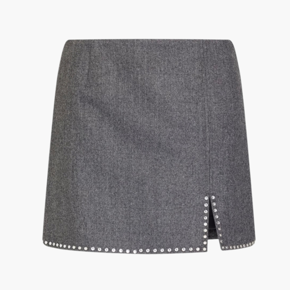 Sandro Paris Charcoal Wool Blend Studded Mini Skirt – Size 34 (US 2)